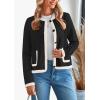 imagePRETTYGARDEN Womens Winter Trendy Button Down Open Front Cardigan Sweaters Knit Color Block Jackets Fall Fashion ClothesBlack