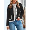 imagePRETTYGARDEN Womens Winter Trendy Button Down Open Front Cardigan Sweaters Knit Color Block Jackets Fall Fashion ClothesBlack