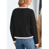 imagePRETTYGARDEN Womens Winter Trendy Button Down Open Front Cardigan Sweaters Knit Color Block Jackets Fall Fashion ClothesBlack