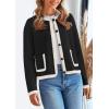 imagePRETTYGARDEN Womens Winter Trendy Button Down Open Front Cardigan Sweaters Knit Color Block Jackets Fall Fashion ClothesBlack