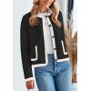 imagePRETTYGARDEN Womens Winter Trendy Button Down Open Front Cardigan Sweaters Knit Color Block Jackets Fall Fashion ClothesBlack