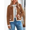 imagePRETTYGARDEN Womens Winter Trendy Button Down Open Front Cardigan Sweaters Knit Color Block Jackets Fall Fashion ClothesCaramel