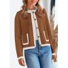 imagePRETTYGARDEN Womens Winter Trendy Button Down Open Front Cardigan Sweaters Knit Color Block Jackets Fall Fashion ClothesCaramel