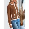 imagePRETTYGARDEN Womens Winter Trendy Button Down Open Front Cardigan Sweaters Knit Color Block Jackets Fall Fashion ClothesCaramel