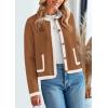 imagePRETTYGARDEN Womens Winter Trendy Button Down Open Front Cardigan Sweaters Knit Color Block Jackets Fall Fashion ClothesCaramel