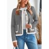 imagePRETTYGARDEN Womens Winter Trendy Button Down Open Front Cardigan Sweaters Knit Color Block Jackets Fall Fashion ClothesGrey