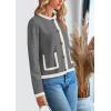 imagePRETTYGARDEN Womens Winter Trendy Button Down Open Front Cardigan Sweaters Knit Color Block Jackets Fall Fashion ClothesGrey