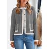 imagePRETTYGARDEN Womens Winter Trendy Button Down Open Front Cardigan Sweaters Knit Color Block Jackets Fall Fashion ClothesGrey