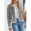 imagePRETTYGARDEN Womens Winter Trendy Button Down Open Front Cardigan Sweaters Knit Color Block Jackets Fall Fashion ClothesGrey