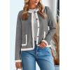 imagePRETTYGARDEN Womens Winter Trendy Button Down Open Front Cardigan Sweaters Knit Color Block Jackets Fall Fashion ClothesGrey