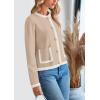 imagePRETTYGARDEN Womens Winter Trendy Button Down Open Front Cardigan Sweaters Knit Color Block Jackets Fall Fashion ClothesKhaki