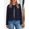imagePRETTYGARDEN Womens Winter Trendy Button Down Open Front Cardigan Sweaters Knit Color Block Jackets Fall Fashion ClothesNavy