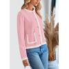imagePRETTYGARDEN Womens Winter Trendy Button Down Open Front Cardigan Sweaters Knit Color Block Jackets Fall Fashion ClothesPink