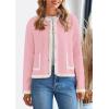 imagePRETTYGARDEN Womens Winter Trendy Button Down Open Front Cardigan Sweaters Knit Color Block Jackets Fall Fashion ClothesPink