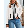 imagePRETTYGARDEN Womens Winter Trendy Button Down Open Front Cardigan Sweaters Knit Color Block Jackets Fall Fashion ClothesWhite