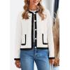 imagePRETTYGARDEN Womens Winter Trendy Button Down Open Front Cardigan Sweaters Knit Color Block Jackets Fall Fashion ClothesWhite