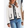 imagePRETTYGARDEN Womens Winter Trendy Button Down Open Front Cardigan Sweaters Knit Color Block Jackets Fall Fashion ClothesWhite