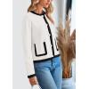 imagePRETTYGARDEN Womens Winter Trendy Button Down Open Front Cardigan Sweaters Knit Color Block Jackets Fall Fashion ClothesWhite