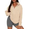 imagePRETTYGARDEN Womens 2024 Fall Chunky Knit Oversized Sweaters Long Sleeve Collared Quarter Zip Pullover Winter Jumper TopsBeige
