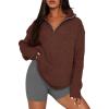 imagePRETTYGARDEN Womens 2024 Fall Chunky Knit Oversized Sweaters Long Sleeve Collared Quarter Zip Pullover Winter Jumper TopsCoffee
