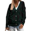imagePRETTYGARDEN Womens Spring Fall Chunky Knit Cardigan Sweaters Casual Open Front Button Up Winter Coats OuterwearBlack Green