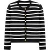 imagePRETTYGARDEN Womens Winter Cardigan Sweaters Button Down Open Front Long Sleeve Knit Cardigans Shirt Trendy OuterwearStriped Black