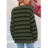 imagePRETTYGARDEN Womens 2024 Fall Striped Open Front Cardigan Sweaters Chunky Knit Long Sleeve Loose Trendy Winter CardigansStriped Army Green Black