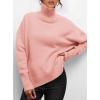 imagePRETTYGARDEN Womens Turtleneck Oversized Sweater Long Sleeve Chunky Knit Pullover Casual Winter Jumper TopsPink
