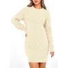 imagePRETTYGARDEN Womens Winter Long Sleeve Short Sweater Dress Chunky Ribbed Knit Tunic Pullover Oversized Fall SweatersApricot