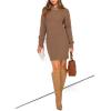 imagePRETTYGARDEN Womens Winter Long Sleeve Short Sweater Dress Chunky Ribbed Knit Tunic Pullover Oversized Fall SweatersLight Camel