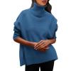 imagePRETTYGARDEN Womens Turtleneck Oversized Sweater Long Sleeve Chunky Knit Pullover Casual Winter Jumper TopsDenim Blue