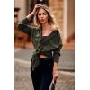 imagePRETTYGARDEN Womens 2024 Winter Jackets Lapel Coat Outerwear Casual Long Sleeve Button Down Blouse Shirts TopsArmy Green