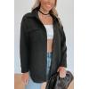 imagePRETTYGARDEN Womens 2024 Winter Jackets Lapel Coat Outerwear Casual Long Sleeve Button Down Blouse Shirts TopsBlack