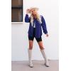 imagePRETTYGARDEN Womens 2024 Winter Jackets Lapel Coat Outerwear Casual Long Sleeve Button Down Blouse Shirts TopsBright Blue
