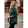imagePRETTYGARDEN Womens 2024 Winter Jackets Lapel Coat Outerwear Casual Long Sleeve Button Down Blouse Shirts TopsDark Green