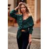 imagePRETTYGARDEN Womens 2024 Winter Jackets Lapel Coat Outerwear Casual Long Sleeve Button Down Blouse Shirts TopsDark Green