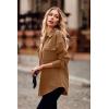 imagePRETTYGARDEN Womens 2024 Winter Jackets Lapel Coat Outerwear Casual Long Sleeve Button Down Blouse Shirts TopsDark Khaki