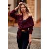 imagePRETTYGARDEN Womens 2024 Winter Jackets Lapel Coat Outerwear Casual Long Sleeve Button Down Blouse Shirts TopsDark Wine Red