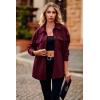 imagePRETTYGARDEN Womens 2024 Winter Jackets Lapel Coat Outerwear Casual Long Sleeve Button Down Blouse Shirts TopsDark Wine Red