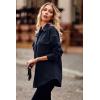 imagePRETTYGARDEN Womens 2024 Winter Jackets Lapel Coat Outerwear Casual Long Sleeve Button Down Blouse Shirts TopsNavy