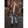 imagePRETTYGARDEN Womens Fall Fashion Winter Trench Coats Lapel Button Down Peacoat Belted Outerwear Casual JacketsBrown