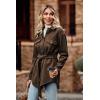 imagePRETTYGARDEN Womens Fall Fashion Winter Trench Coats Lapel Button Down Peacoat Belted Outerwear Casual JacketsCoffee