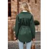 imagePRETTYGARDEN Womens Fall Fashion Winter Trench Coats Lapel Button Down Peacoat Belted Outerwear Casual JacketsDark Green