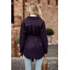 imagePRETTYGARDEN Womens Fall Fashion Winter Trench Coats Lapel Button Down Peacoat Belted Outerwear Casual JacketsDark Purple