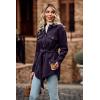 imagePRETTYGARDEN Womens Fall Fashion Winter Trench Coats Lapel Button Down Peacoat Belted Outerwear Casual JacketsDark Purple