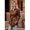 imagePRETTYGARDEN Womens Fall Fashion Winter Trench Coats Lapel Button Down Peacoat Belted Outerwear Casual JacketsRed Brown