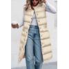 imagePRETTYGARDEN Womens Fall Long Puffer Vest Collared Sleeveless Button Down Warm Jackets Coat Casual Trendy Winter OuterwearBeige