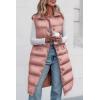 imagePRETTYGARDEN Womens Fall Long Puffer Vest Collared Sleeveless Button Down Warm Jackets Coat Casual Trendy Winter OuterwearPink