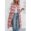 imagePRETTYGARDEN Womens Fall Long Puffer Vest Collared Sleeveless Button Down Warm Jackets Coat Casual Trendy Winter OuterwearPink
