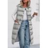 imagePRETTYGARDEN Womens Fall Long Puffer Vest Collared Sleeveless Button Down Warm Jackets Coat Casual Trendy Winter OuterwearSilver Grey